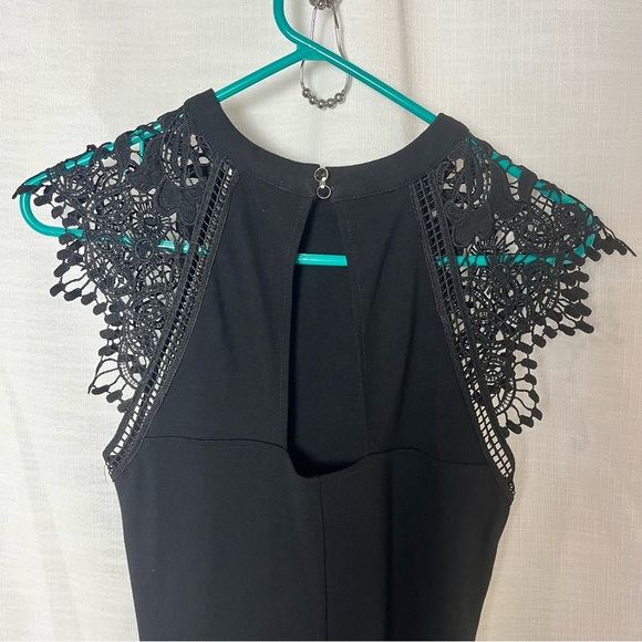 Iris Black Cocktail Dress Lace Shoulders Size L Women’s - Picture 6 of 6